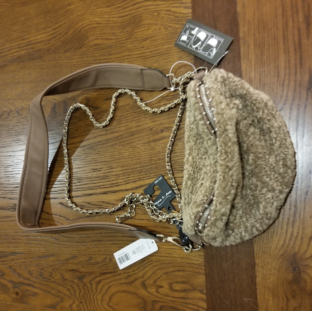anna & ava belt faux fur fanny pack/cross body bag